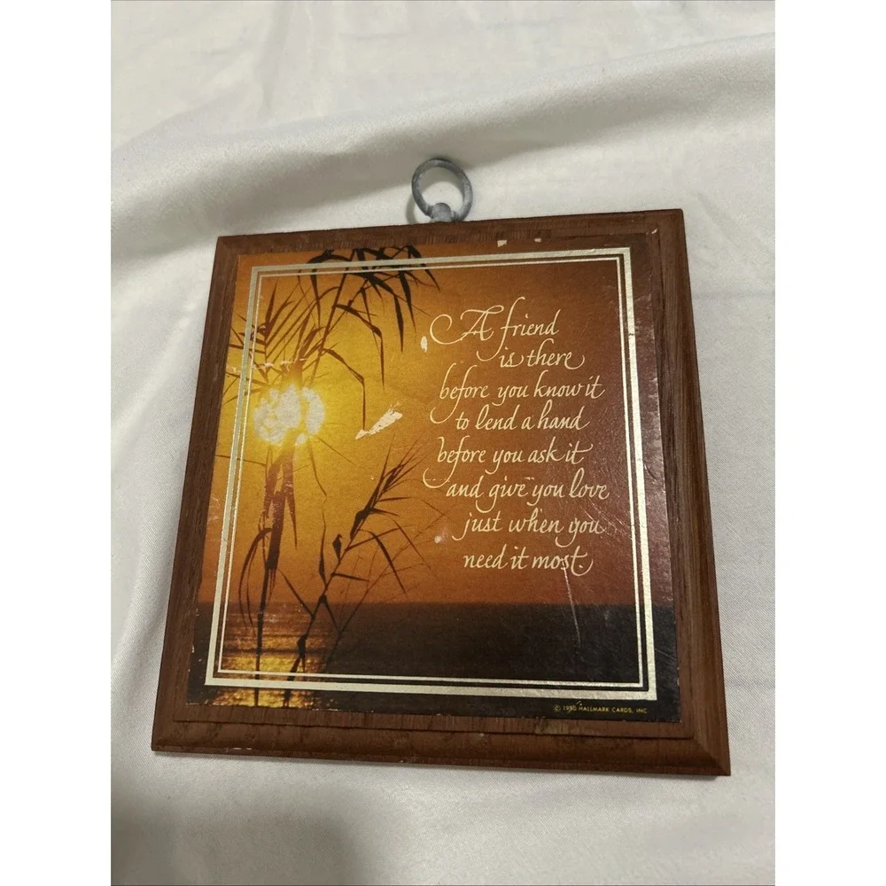 Vintage 1980 Hallmark Friendship Plaque Wood Wall Hanging‎ Sunset Quote DE2100